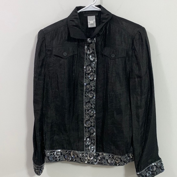 Alain Weiz Couture jacket with Sequin borders in good condition, Sz 14** - Picture 1 of 10